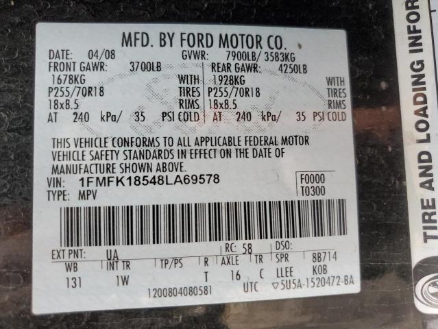 1FMFK18548LA69578 - 2008 FORD EXPEDITION EL EDDIE BAUER BLACK photo 14