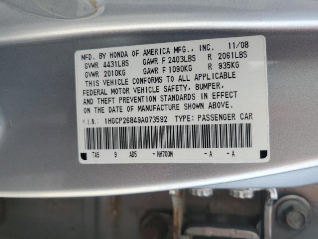 1HGCP26849A073592 - 2009 HONDA ACCORD EXL SILVER photo 13