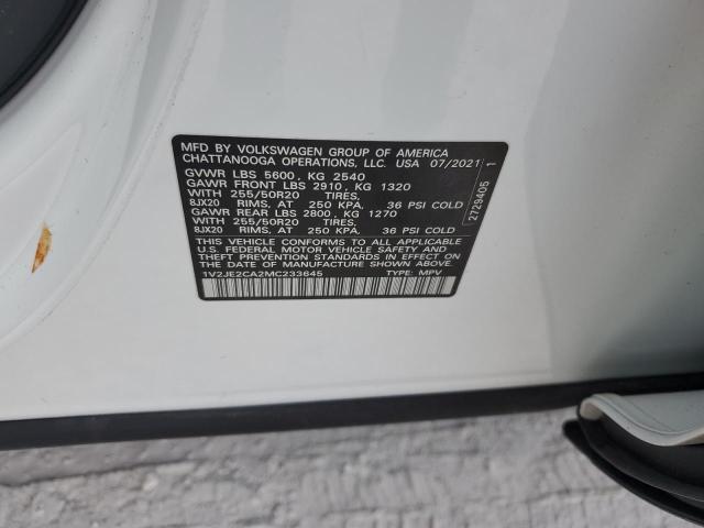 1V2JE2CA2MC233645 - 2021 VOLKSWAGEN ATLAS CROS SE Белый фото 13