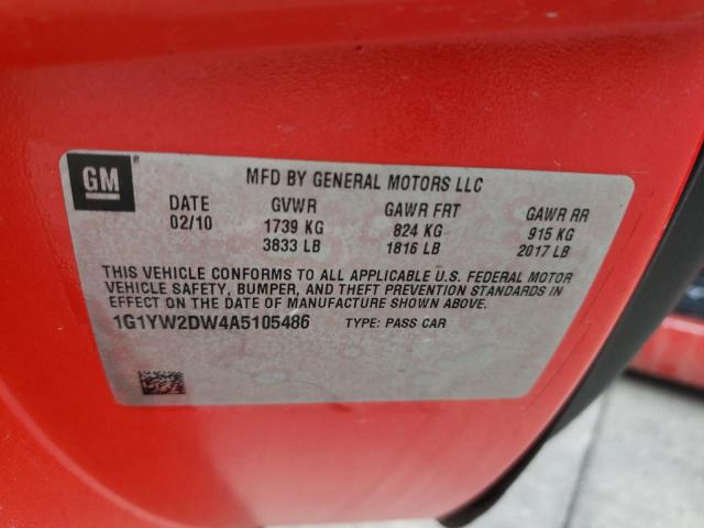 1G1YW2DW4A5105486 - 2010 CHEVROLET CORVETTE GRAND SPORT RED photo 12