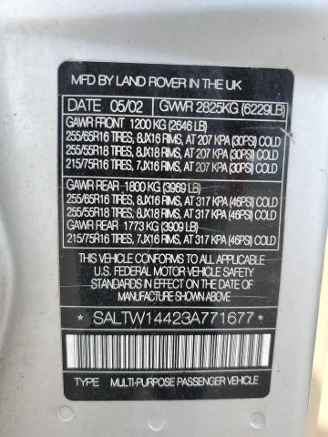 SALTW14423A771677 - 2003 LAND ROVER DISCOVERY SE SILVER photo 13