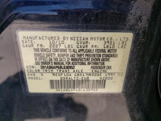 3N1AB6AP6BL630952 - 2011 NISSAN SENTRA 2.0 BLACK photo 12