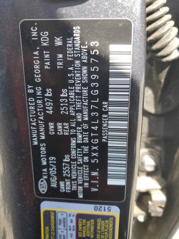 5XXGT4L37LG395753 - 2020 KIA OPTIMA LX BLACK photo 12