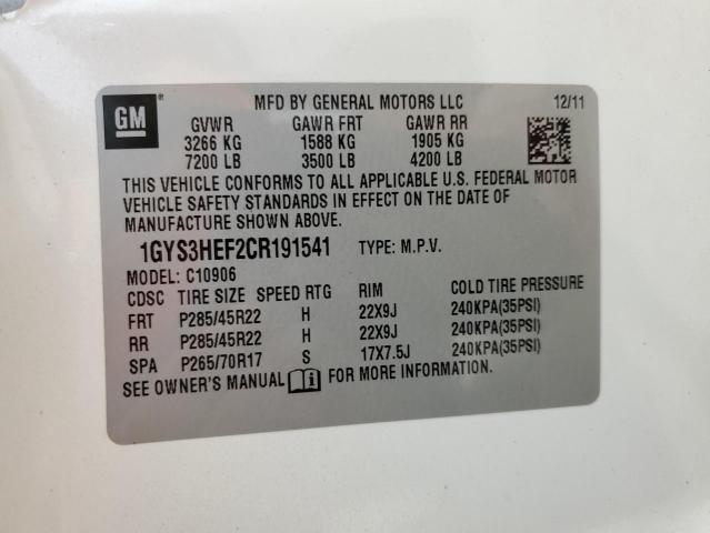 1GYS3HEF2CR191541 - 2012 CADILLAC ESCALADE ESV LUXURY WHITE photo 13