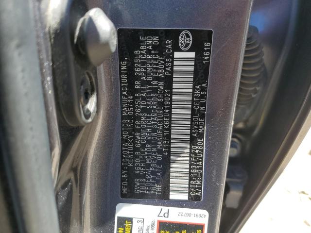 4T1BF1FK6EU419021 - 2014 TOYOTA CAMRY L SILVER photo 12