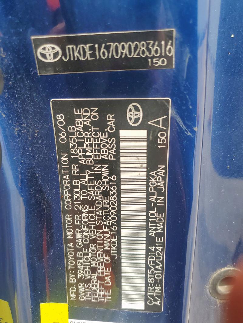 JTKDE167090283616 - 2009 TOYOTA SCION TC 蓝色 照片 12