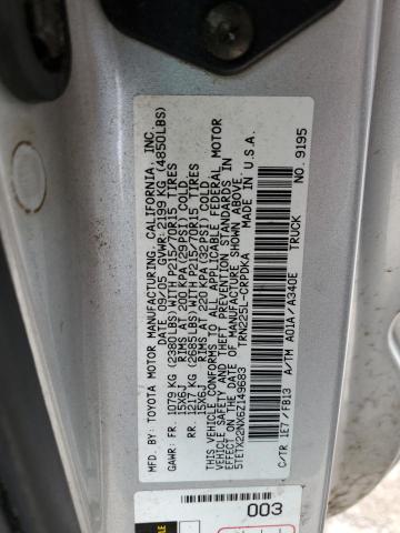 5TETX22NX6Z149683 - 2006 TOYOTA TACOMA ACCESS CAB ვერცხლისფერი ფოტო 12