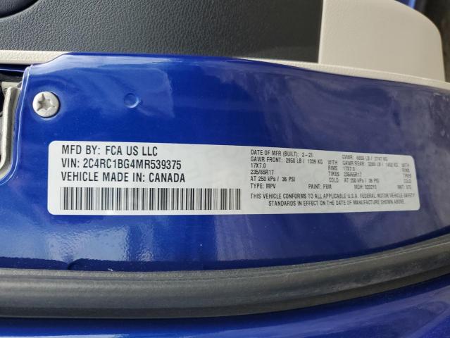 2C4RC1BG4MR539375 - 2021 CHRYSLER PACIFICA TOURING L BLUE photo 13