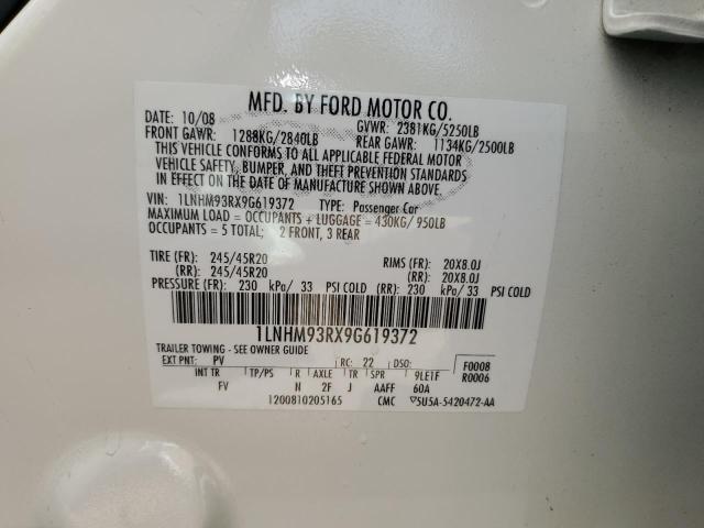 1LNHM93RX9G619372 - 2009 LINCOLN MKS თეთრი ფოტო 13