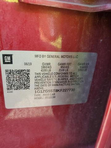 1G1ZG5ST8KF227730 - 2019 CHEVROLET MALIBU RS RED photo 13