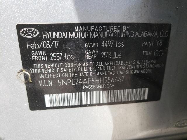 5NPE24AF5HH556667 - 2017 HYUNDAI SONATA SE SILVER photo 12