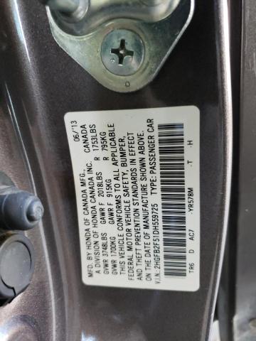 2HGFB2F51DH559725 - 2013 HONDA CIVIC LX GRAY photo 13