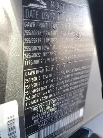 SADCK2EV9JA242132 - 2018 JAGUAR F-PACE PRESTIGE GRAY photo 12