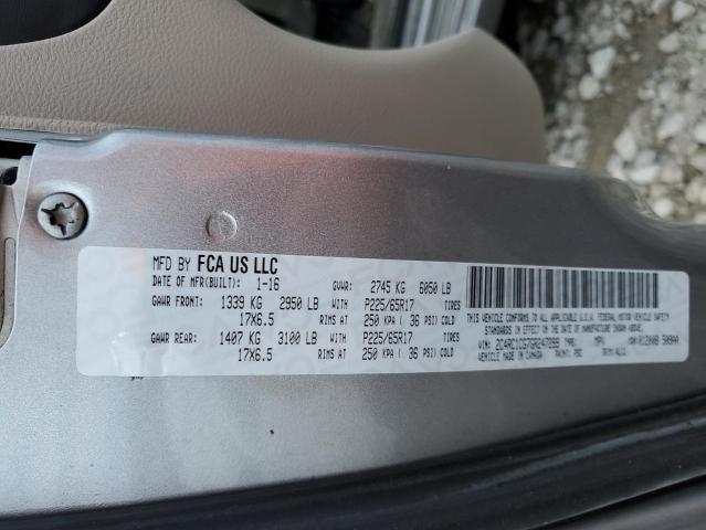 2C4RC1CG7GR247299 - 2016 CHRYSLER TOWN & COU TOURING L SILVER photo 13