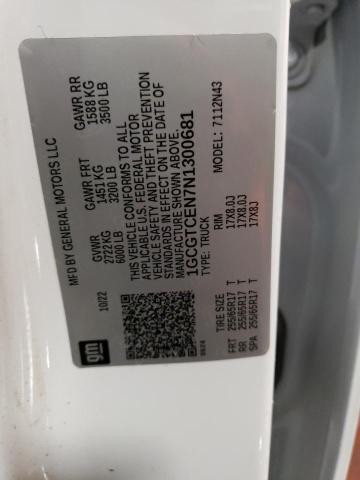 1GCGTCEN7N1300681 - 2022 CHEVROLET COLORADO LT WHITE photo 13