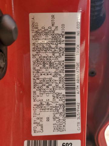 3TMJU62N28M064330 - 2008 TOYOTA TACOMA DOUBLE CAB PRERUNNER RED photo 12