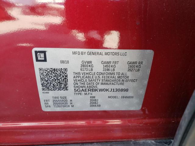 5GAERBKW0KJ130898 - 2019 BUICK ENCLAVE ESSENCE 红色 照片 13