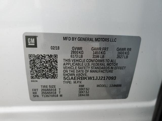 5GAERBKW1JJ217093 - 2018 BUICK ENCLAVE ESSENCE WHITE photo 14