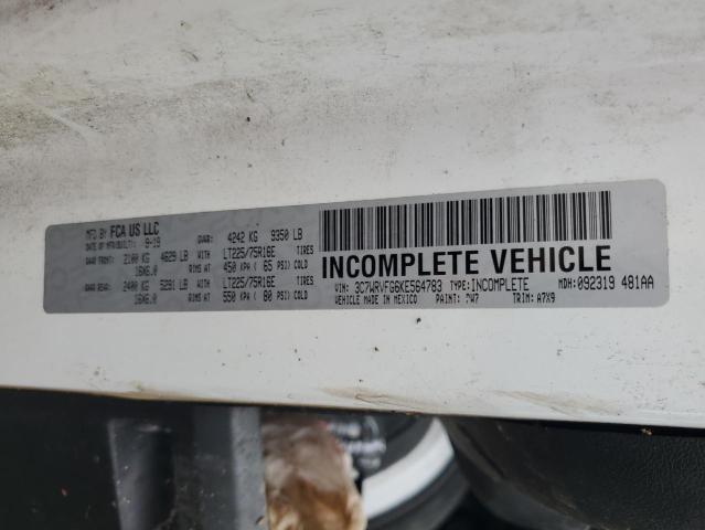 3C7WRVFG6KE564783 - 2019 RAM PROMASTER 3500 STANDARD Белый фото 13