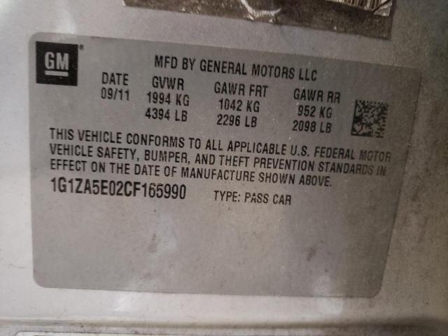 1G1ZA5E02CF165990 - 2012 CHEVROLET MALIBU LS SILVER photo 12
