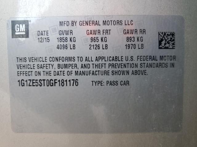 1G1ZE5ST0GF181176 - 2016 CHEVROLET MALIBU LT 银色 照片 13