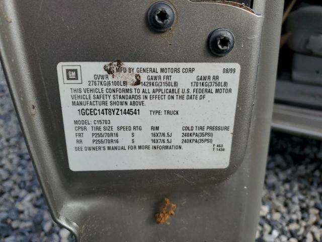 1GCEC14T8YZ144541 - 2000 CHEVROLET SILVERADO C1500 金色 照片 12