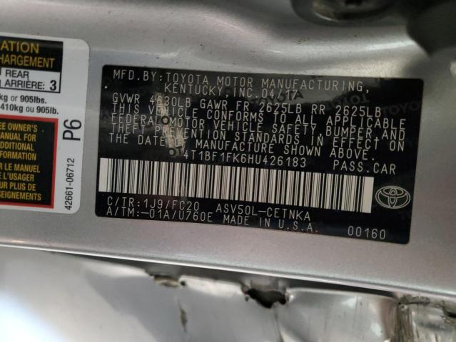 4T1BF1FK6HU426183 - 2017 TOYOTA CAMRY LE SILVER photo 12