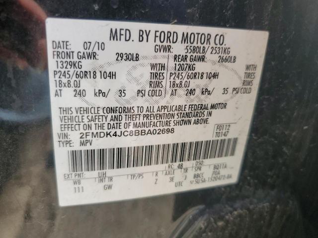 2FMDK4JC8BBA02698 - 2011 FORD EDGE SEL BLACK photo 13