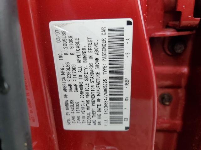 1HGCM66477A065495 - 2007 HONDA ACCORD SE RED photo 12