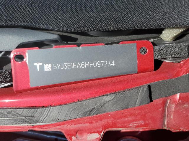 5YJ3E1EA6MF097234 - 2021 TESLA MODEL 3 RED photo 12