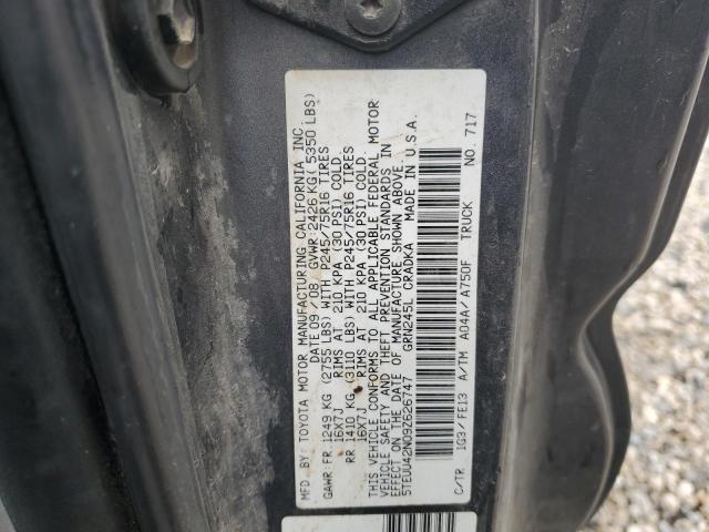 5TEUU42N09Z626747 - 2009 TOYOTA TACOMA ACCESS CAB ნაცრისფერი ფოტო 12