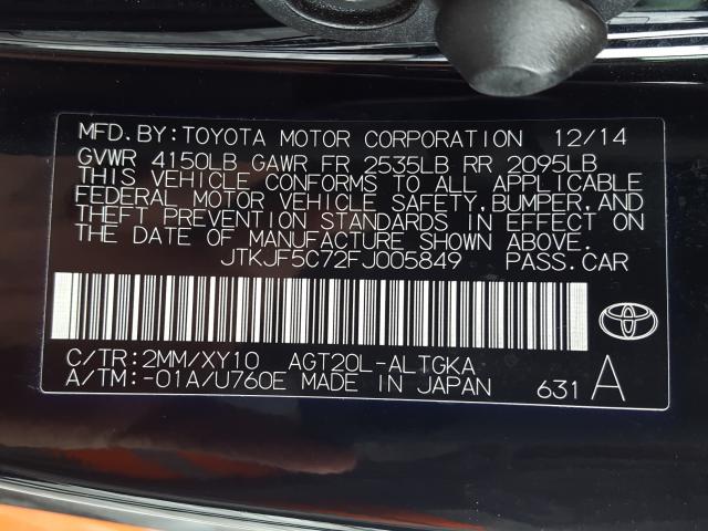 JTKJF5C72FJ005849 - 2015 TOYOTA SCION TC  ფოტო 10