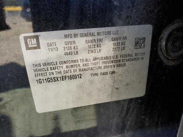 1G11G5SX1EF160912 - 2014 CHEVROLET MALIBU 3LT BLACK photo 12