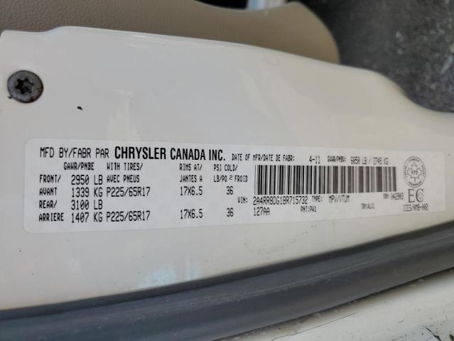 2A4RR8DG1BR715732 - 2011 CHRYSLER TOWN & COU TOURING L WHITE photo 13