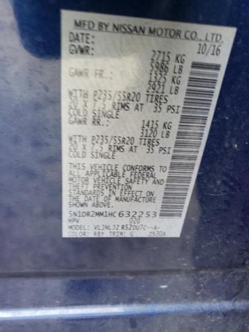 5N1DR2MM1HC632253 - 2017 NISSAN PATHFINDER S BLUE photo 12