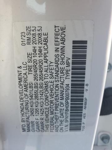 5FNYF8H09PB007934 - 2023 HONDA PASSPORT ELITE Белый фото 13