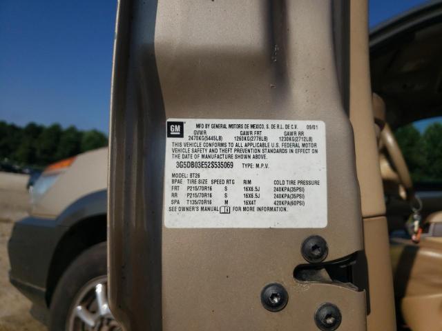 3G5DB03E52S535069 - 2002 BUICK RENDEZVOUS CX BEIGE photo 10