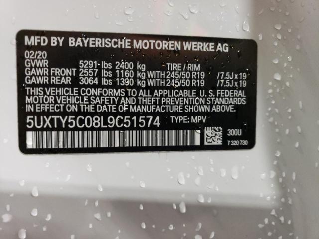 5UXTY5C08L9C51574 - 2020 BMW X3 XDRIVE30I WHITE photo 14