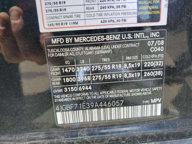 4JGBF71E39A446057 - 2009 MERCEDES-BENZ GL 450 4MATIC BLACK photo 14