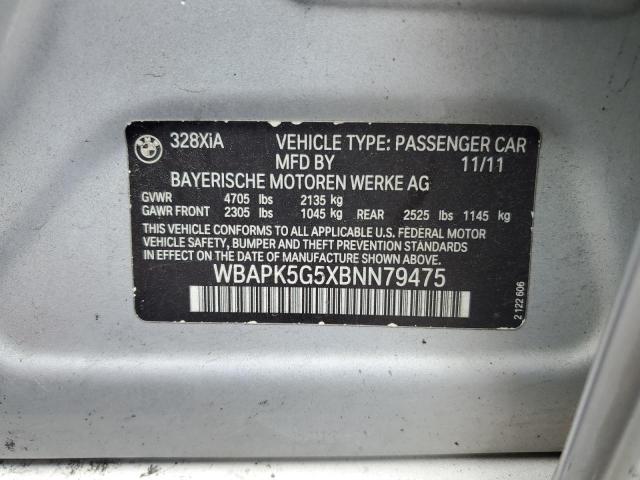 WBAPK5G5XBNN79475 - 2011 BMW 328 XI SULEV SILVER photo 12