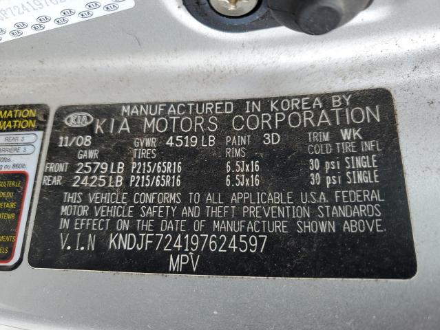 KNDJF724197624597 - 2009 KIA SPORTAGE LX SILVER photo 12