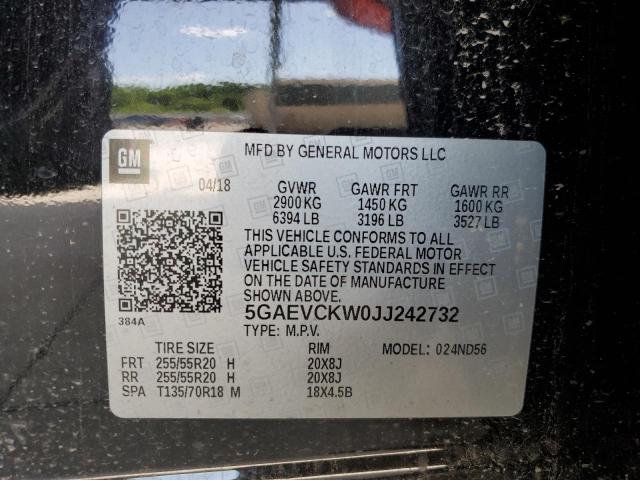 5GAEVCKW0JJ242732 - 2018 BUICK ENCLAVE AVENIR BLACK photo 13