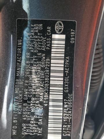 4T1BK3DB3BU387229 - 2011 TOYOTA AVALON BASE 灰色 照片 12