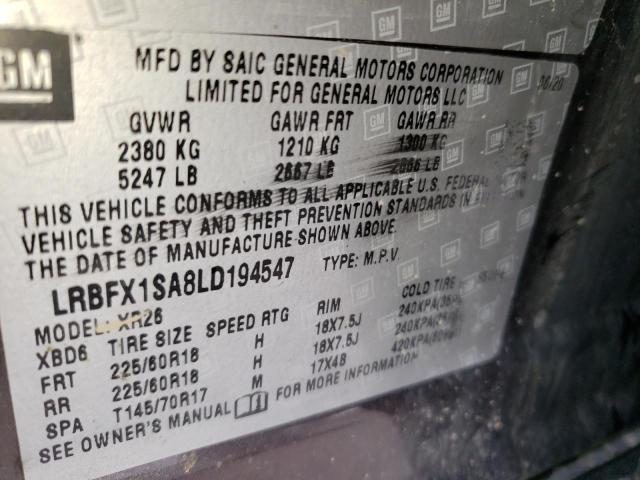 LRBFX1SA8LD194547 - 2020 BUICK ENVISION PREFERRED ყავისფერი ფოტო 13