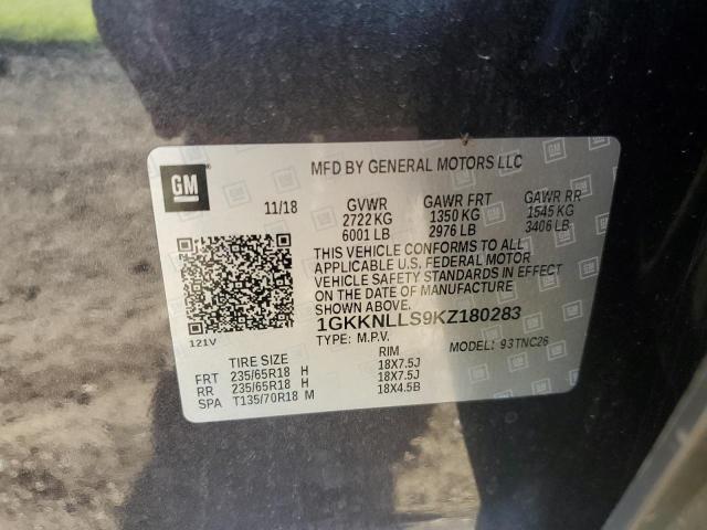 1GKKNLLS9KZ180283 - 2019 GMC ACADIA SLE CHARCOAL photo 13