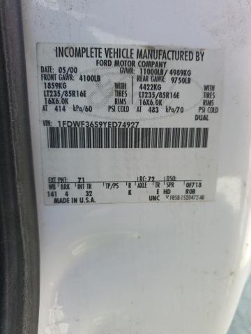 1FDWF36S9YED74927 - 2000 FORD F350 SUPER DUTY Білий фото 13