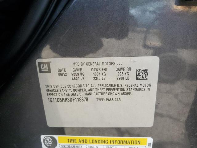 1G11D5RR8DF118378 - 2013 CHEVROLET MALIBU 1LT GRAY photo 12