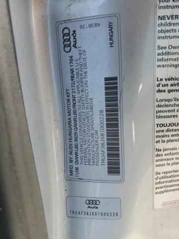 TRUAF38JX81000228 - 2008 AUDI TT 2.0T SILVER photo 12