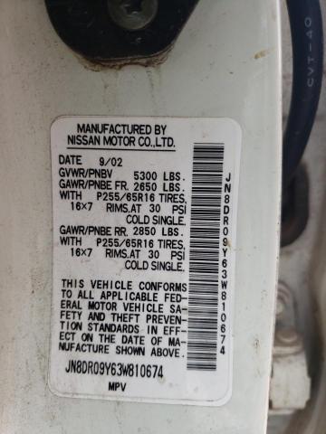 JN8DR09Y63W810674 - 2003 NISSAN PATHFINDER LE 未知 - 不可接受的库存 照片 13