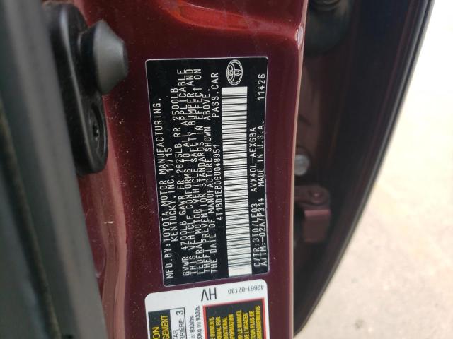 4T1BD1EB0GU048951 - 2016 TOYOTA AVALON HYBRID BURGUNDY photo 12